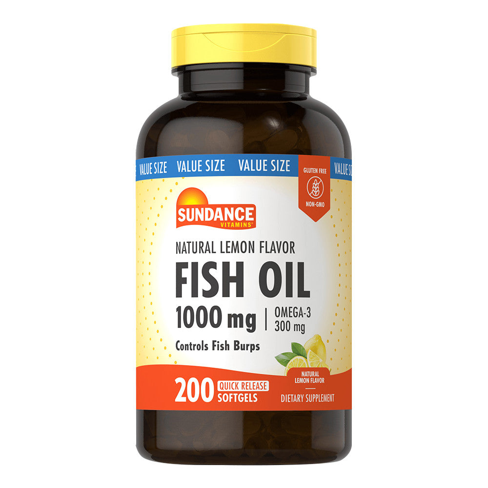 Sundance Omega 3 Fish Oil 1000 Mg Softgels, Natural Lemon Flavor, 200 Ea